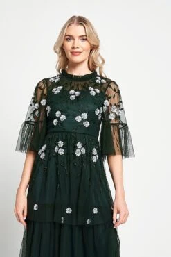 Suki Green Floral Embellished Maxi Dress -Frock And Frill US Suki Green Floral Embellished Maxi Dress 1
