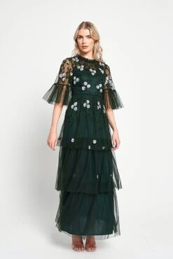 Suki Green Floral Embellished Maxi Dress -Frock And Frill US Suki Green Floral Embellished Maxi Dress 2