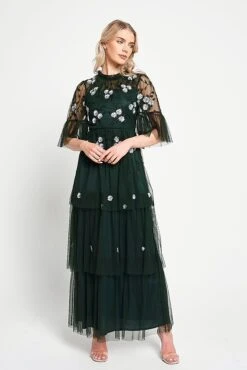 Suki Green Floral Embellished Maxi Dress -Frock And Frill US Suki Green Floral Embellished Maxi Dress 5