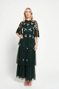Suki Green Floral Embellished Maxi Dress -Frock And Frill US Suki Green Floral Embellished Maxi Dress 6