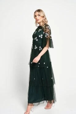 Suki Green Floral Embellished Maxi Dress -Frock And Frill US Suki Green Floral Embellished Maxi Dress 8