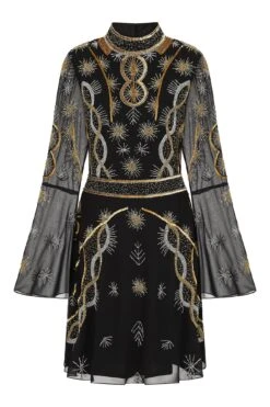Susanna Black Embellished Mini Dress -Frock And Frill US Susanna Black Embellished Dress 2