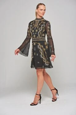 Susanna Black Embellished Mini Dress -Frock And Frill US Susanna Black Embellished Dress 8