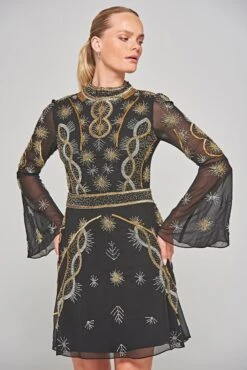 Susanna Black Embellished Mini Dress