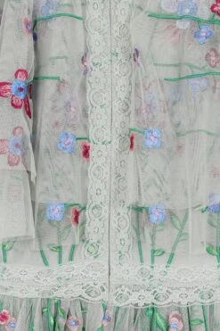 Suzette Green Floral Embroidered Midi Dress -Frock And Frill US Suzette Green Floral Embroidered Midi Dress 1