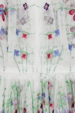 Suzette White Floral Embroidered Midi Dress -Frock And Frill US Suzette White Floral Embroidered Midi Dress 10