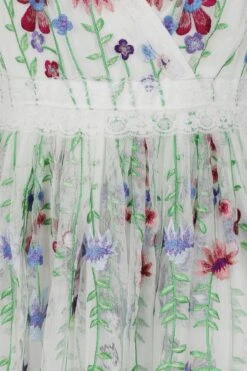 Suzette White Floral Embroidered Midi Dress -Frock And Frill US Suzette White Floral Embroidered Midi Dress 12
