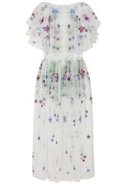 Suzette White Floral Embroidered Midi Dress -Frock And Frill US Suzette White Floral Embroidered Midi Dress 13