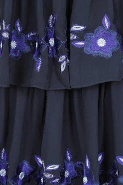 Tamsin Navy Floral Embroidered Midi Dress With Tiered Skirt -Frock And Frill US Tamsin Navy Floral Embroidered Midi Dress 1