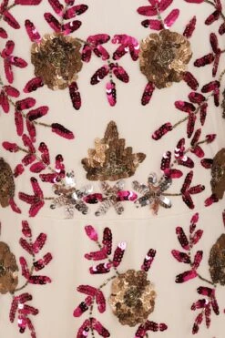 Tori Floral Sequin Maxi Dress -Frock And Frill US Tori Cream Sequin Maxi Dress 3