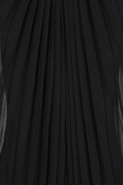 Valentina Black Floral Embroidered Maxi Dress With Pleated Cape -Frock And Frill US Valentina Black Floral Embroidered Cape Maxi Dress 7