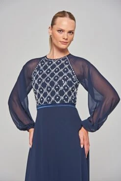 Valerie Navy Embellished Maxi Dress -Frock And Frill US Valerie Navy Embellished Maxi Dress 10