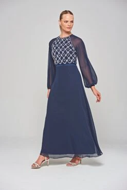Valerie Navy Embellished Maxi Dress -Frock And Frill US Valerie Navy Embellished Maxi Dress 8