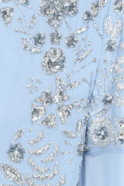 Vera Blue Embellished Cape Sleeve Maxi Dress -Frock And Frill US Vera Sky Blue Embellished Maxi Dress 1