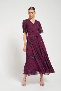Viola Purple Embellished Midaxi Dress -Frock And Frill US Viola Purple Embellished Midi Dress 2