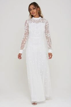 Willow White Embellished Maxi Dress -Frock And Frill US Willow Embellished Maxi Dress 2