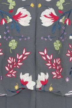 Yareli Charcoal Floral Embroidered Jumpsuit -Frock And Frill US Yareli Charcoal Floral Jumpsuit 4