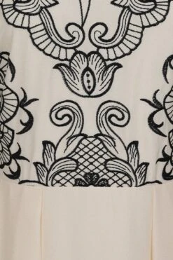 Zalie Off White Embroidered Halter Neck Midi Dress -Frock And Frill US Zalie White Embroidered Midi Dress 5