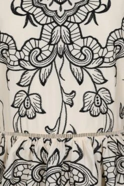 Zariah Off White Embroidered Tiered Midi Dress -Frock And Frill US Zariah White Embroidered Midi Dress 11